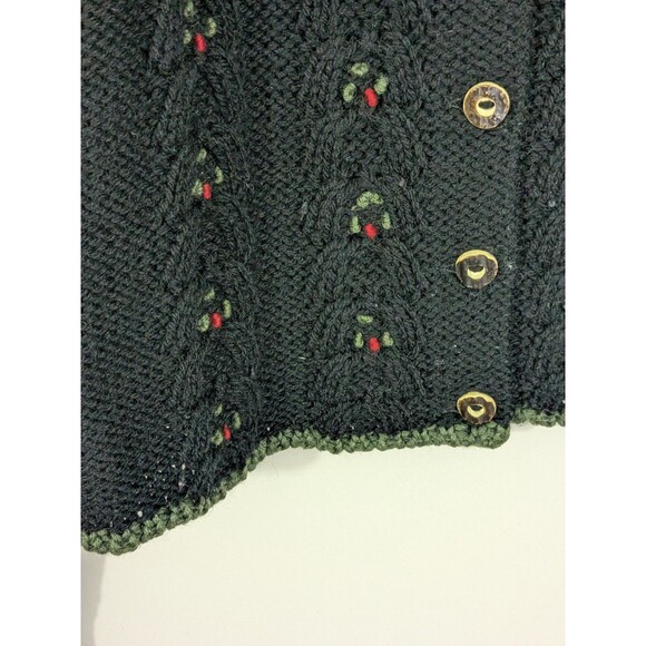 Vintage Giesswein Black Floral Embroidered Cardigan Wool Cottagecore Sz 40 - Picture 7 of 10